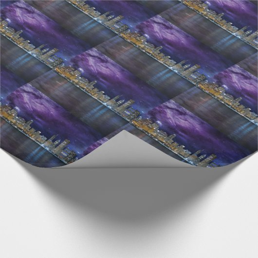 Spacey Chicago Skyline Cadeaupapier (Hoek)