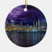 Spacey Chicago Skyline Keramisch Ornament (Voorkant)