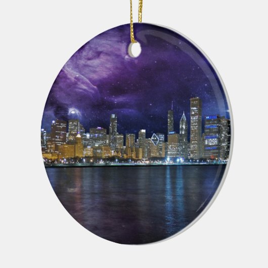 Spacey Chicago Skyline Keramisch Ornament (Links)