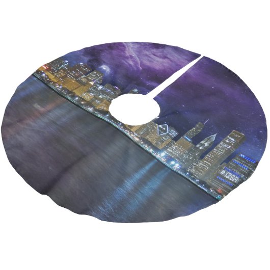 Spacey Chicago Skyline Kerstboom Rok (Gekanteld)