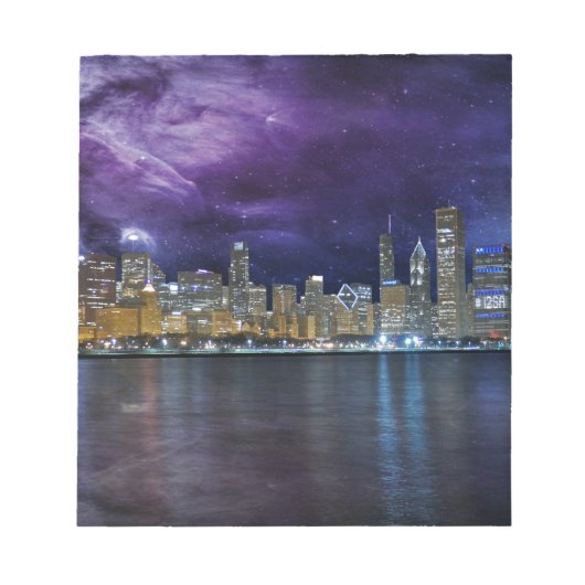 Spacey Chicago Skyline Notitieblok (Voorkant)