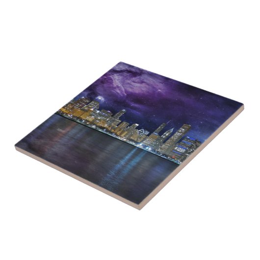Spacey Chicago Skyline Tegeltje (Zijkant)