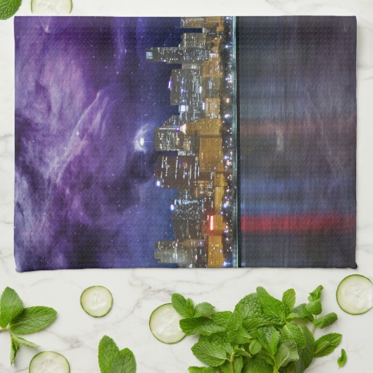 Spacey Chicago Skyline Theedoek (Gevouwen)