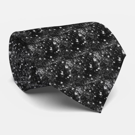 Spacey Gray Splatter On Black Repeat Pattern Stropdas (Opgerold)