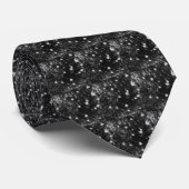 Spacey Gray Splatter On Black Repeat Pattern  Stropdas (Opgerold)