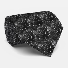 Spacey Gray Splatter On Black Repeat Pattern Stropdas