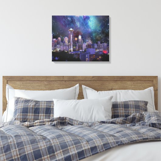 Spacey Seattle Canvas Afdruk (Insitu (Slaapkamer))