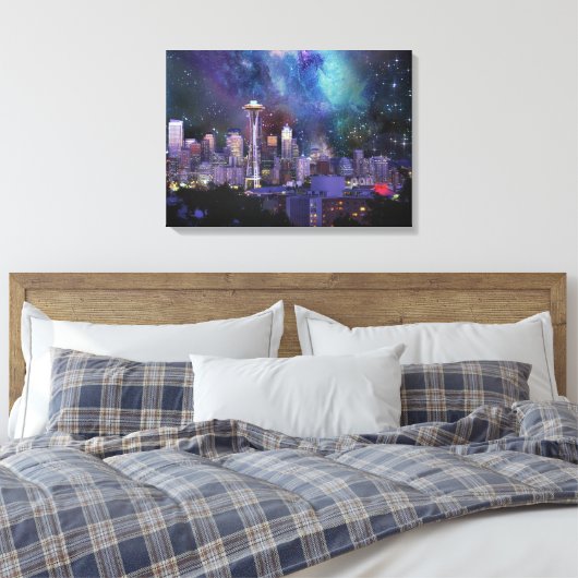 Spacey Seattle Canvas Afdruk (Insitu (Slaapkamer))