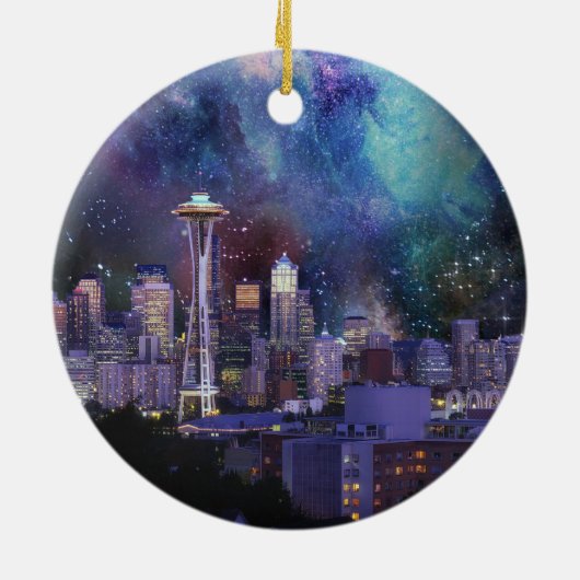 Spacey Seattle Keramisch Ornament (Achterkant)