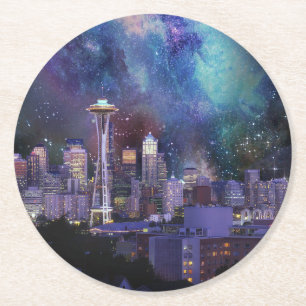 Spacey Seattle Ronde Kartonnen Onderzetter