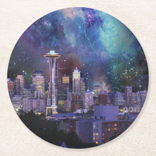 Spacey Seattle Ronde Kartonnen Onderzetter (Voorkant)