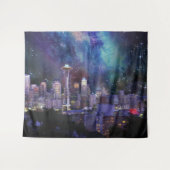 Spacey Seattle Skyline Wandkleed (Voorkant (horizontaal))