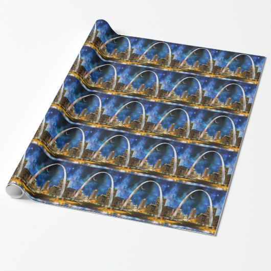 Spacey St. Louis Skyline Cadeaupapier (Uitgerold)