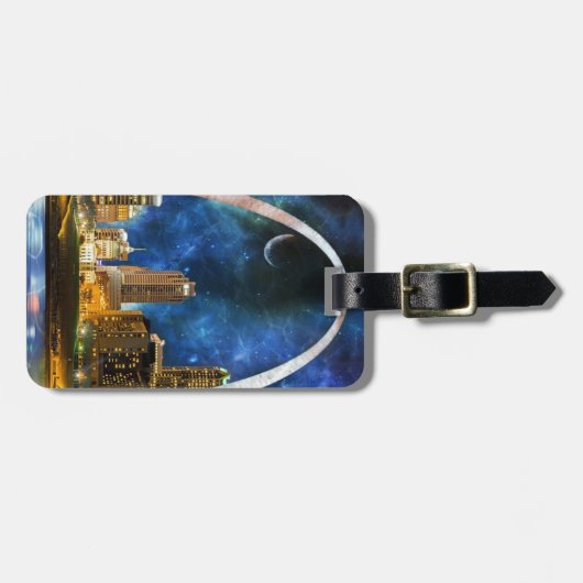 Spacey St. Louis Skyline Canvas tas Bagagelabel (Voorkant horizontaal)