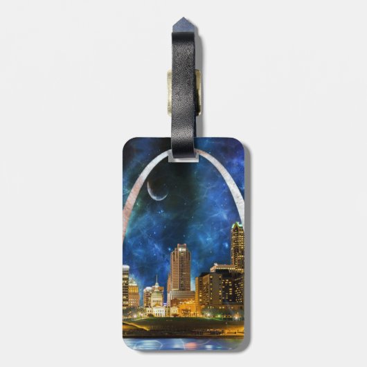 Spacey St. Louis Skyline Canvas tas Bagagelabel (Achterkant verticaal)
