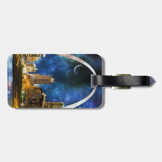 Spacey St. Louis Skyline Canvas tas Bagagelabel (Achterkant horizontaal)