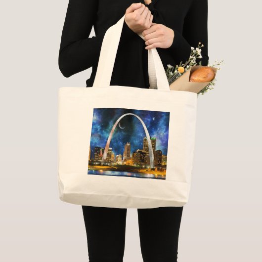Spacey St. Louis Skyline Grote Tote Bag (Voorkant (product))