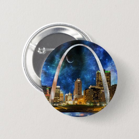 Spacey St. Louis Skyline Ronde Button 5,7 Cm (Voorkant /achterkant)