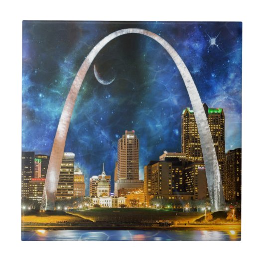 Spacey St. Louis Skyline Tegeltje (Voorkant)