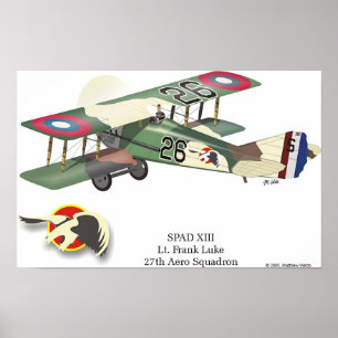 Spad XIII gevlogen door Lt. Frank Luke Poster