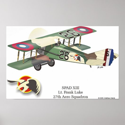 Spad XIII gevlogen door Lt. Frank Luke Poster (Voorkant)