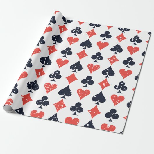 Spade, diamant, hart, clubpatroon cadeaupapier (Uitgerold)