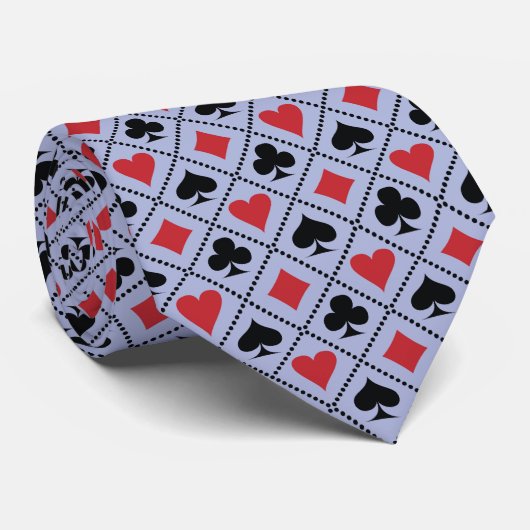 Spade, diamond, heart & club, playing card pattern stropdas (Opgerold)
