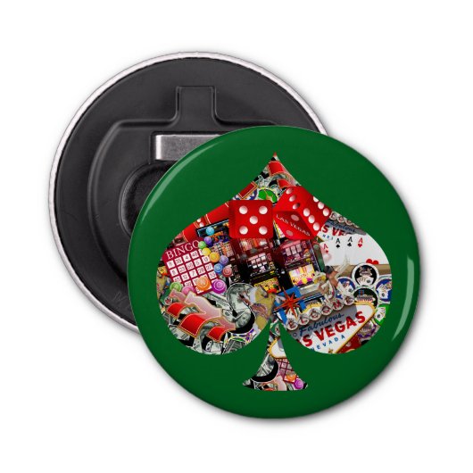 Spade - Las Vegas Speel Kaart Shape Button Flesopener (Voorkant)