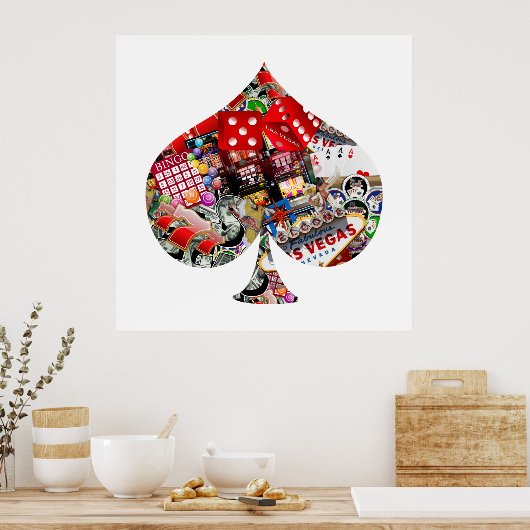Spade - Las Vegas Speel Kaart Shape Poster (Keuken)