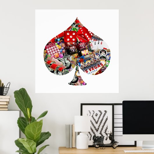 Spade - Las Vegas Speel Kaart Shape Poster (Thuiskantoor)