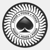 Spade Poker Chip Ronde Sticker (Voorkant)