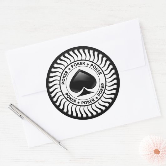 Spade Poker Chip Ronde Sticker (Envelop)
