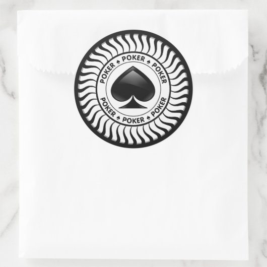 Spade Poker Chip Ronde Sticker (Tas)