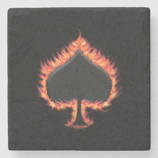 Spades Flames Stenen Onderzetter (Voorkant)