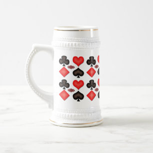 Spades Hearts Diamonds Clubs Pattern Beer Stein Bierpul