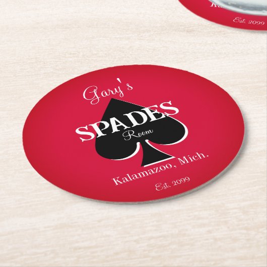Spades Kaart Game Room Round Paper Onderzetters (Gebogen)