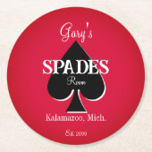 Spades Kaart Game Room Round Paper Onderzetters (Voorkant)
