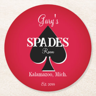 Spades Kaart Game Room Round Paper Onderzetters