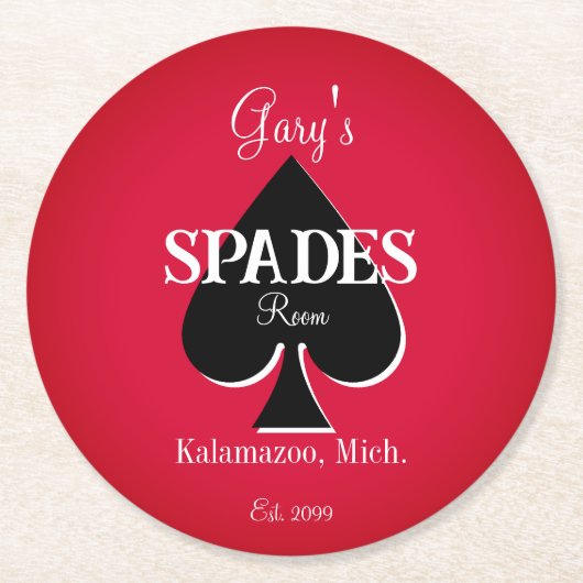 Spades Kaart Game Room Round Paper Onderzetters (Voorkant)