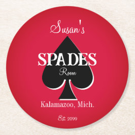 Spades Kaart Game Room Round Paper Onderzetters