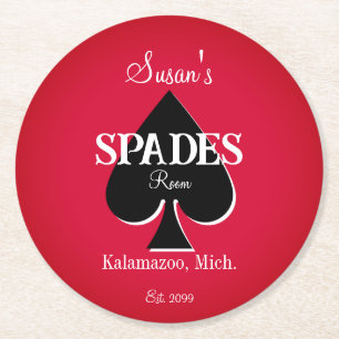 Spades Kaart Game Room Round Paper Onderzetters