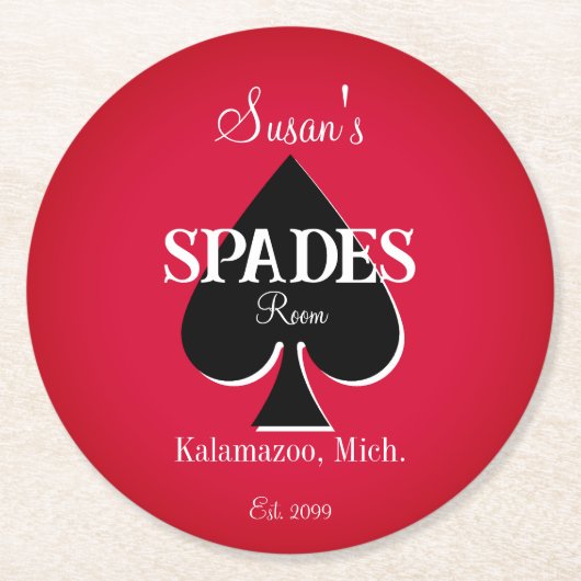 Spades Kaart Game Room Round Paper Onderzetters (Voorkant)
