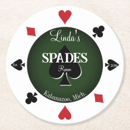 Spades Kaart Game Room Round Paper Onderzetters