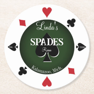 Spades Kaart Game Room Round Paper Onderzetters