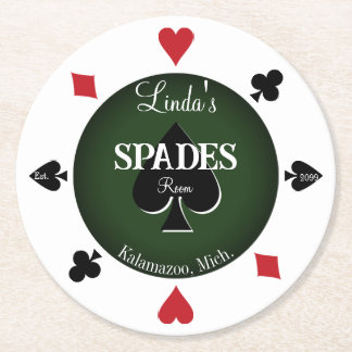 Spades Kaart Game Room Round Paper Onderzetters