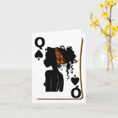 Spades Queen Kaart Afro Amerikaanse zwarte geschie (Gele Bloem)