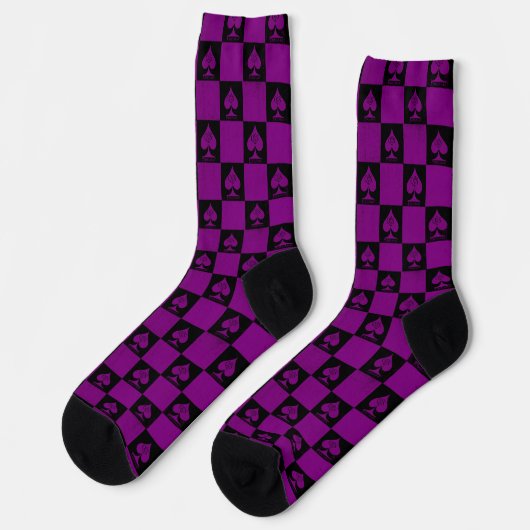 Spadkoningin Socks Dark Paars Checkerboard QoS Sokken (Links)