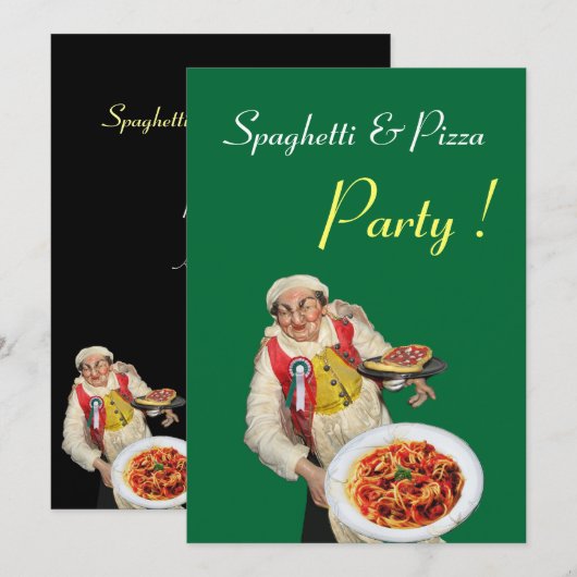 SPAGETTI EN PIZZA PARTIJ, RESTAURANT groen Kaart (Voorkant / Achterkant)