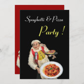 SPAGETTI EN PIZZA PARTIJ, RESTAURANT zwart rood Kaart (Voorkant / Achterkant)