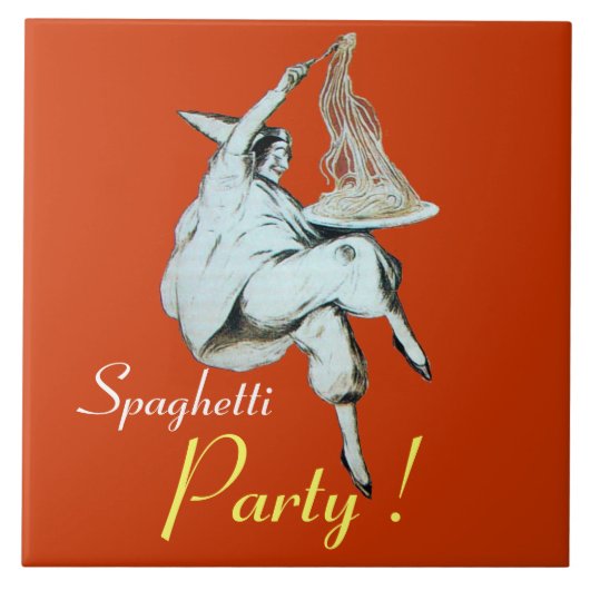 SPAGETTI PARTIJ, ITALIAANSE KITCHEN, oranje Tegeltje (Voorkant)